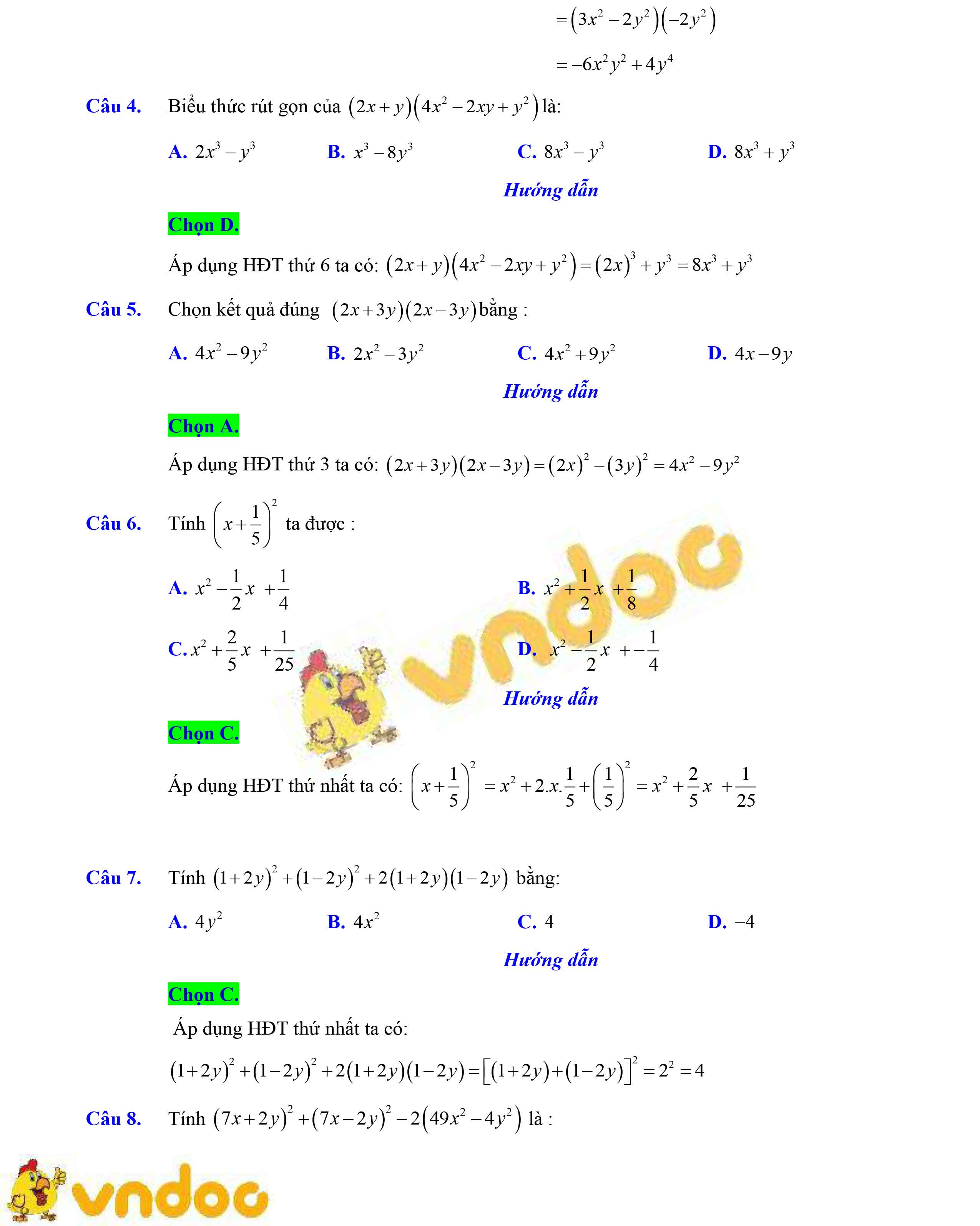 350 bài tập trắc nghiệm phép nhân và phép chia các đa thức