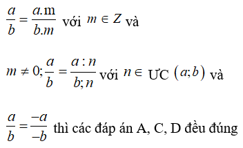 Trắc nghiệm: Tính chất cơ bản của phân số 