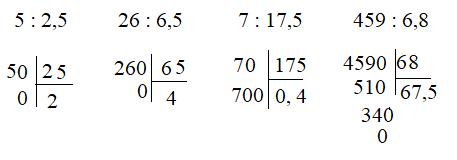 Chia một số tự nhiên cho một số thập phân