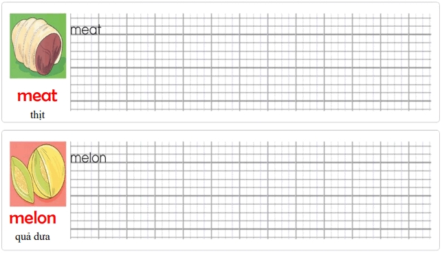 Tập viết Tiếng Anh lớp 4 Unit 8: I'd like a melon