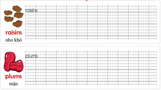 Tập viết Tiếng Anh lớp 1 Unit 9 I Like Plums
