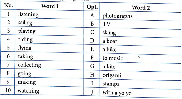 Bài tập từ vựng tiếng Anh lớp 4 Unit 7 What do you like doing?