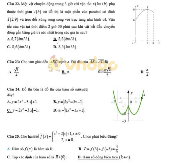 Đề thi giữa học kì 1 lớp 10 môn Toán Trường THPT Võ Thành Trinh, An Giang năm học 2019 - 2020