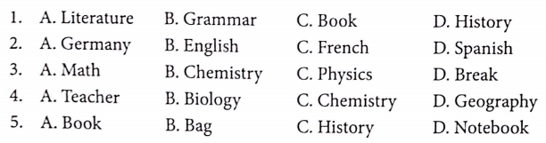 Bài tập từ vựng tiếng Anh lớp 4 Unit 8 What subjects do you have today?