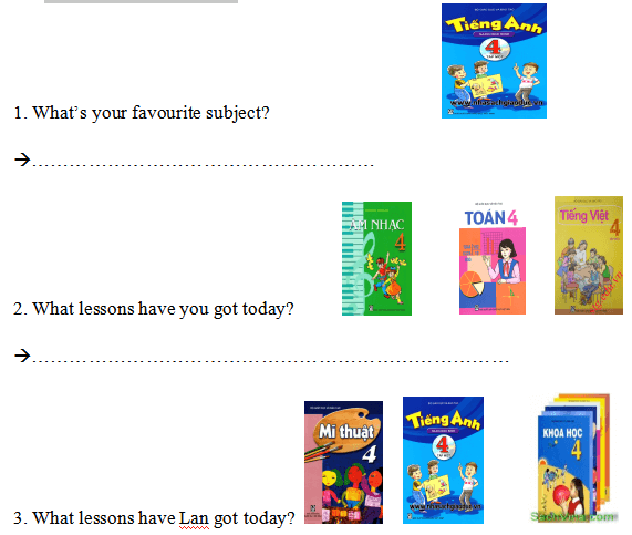 Đề kiểm tra tiếng Anh lớp 4 Unit 8 What subjects do you have today?