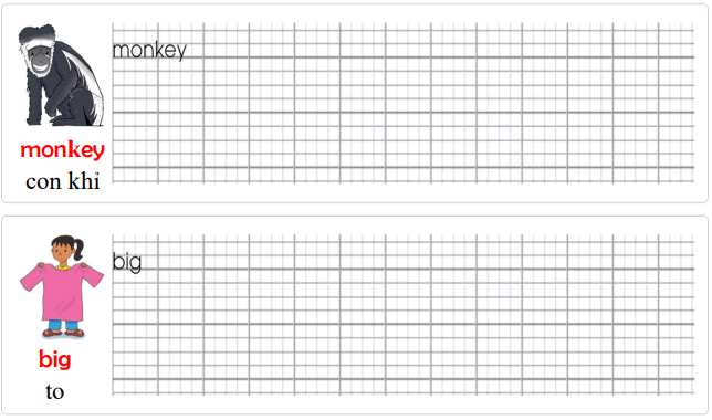Tập viết Tiếng Anh lớp 2 Unit 11: I like monkeys!