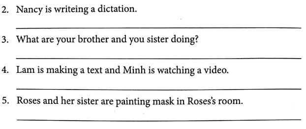 Bài tập ngữ pháp tiếng Anh lớp 4 Unit 9 What are they doing?
