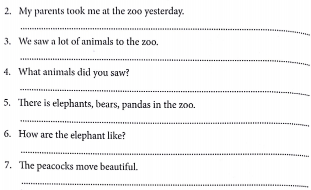 Bài tập ngữ pháp tiếng Anh lớp 5 Unit 9 What did you see at the zoo?