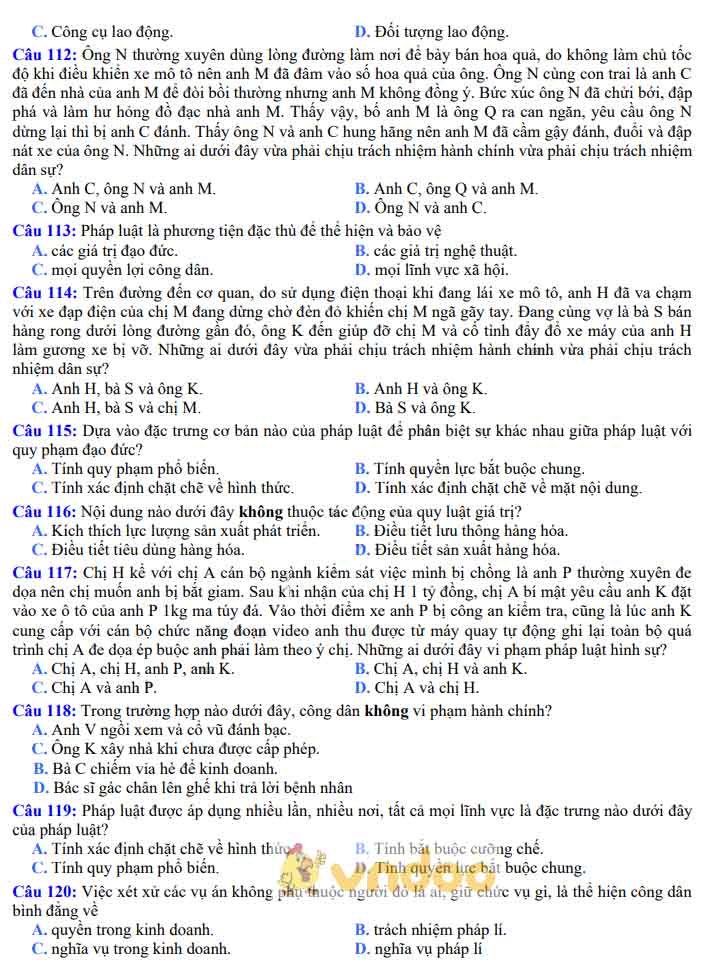 Đề thi thử THPT Quốc gia lần 1 môn GDCD năm 2020 trường THPT Đội Cấn