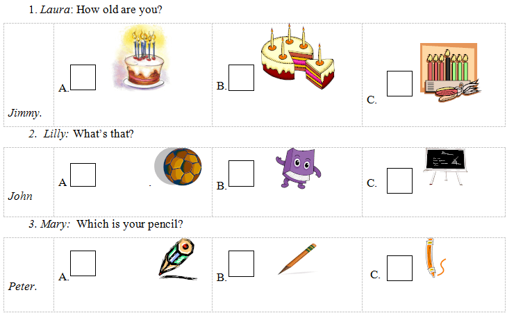 Đề kiểm tra tiếng Anh học kì 1 lớp 3 năm 2019 - 2020