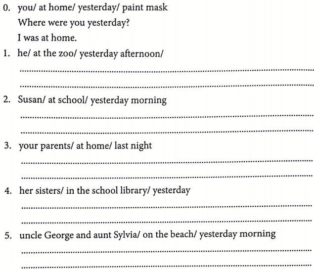 Bài tập ngữ pháp tiếng Anh lớp 4 Unit 10 Where were you yesterday?