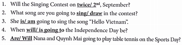 Bài tập ngữ pháp tiếng Anh lớp 5 Unit 10 When will Sports Day be?