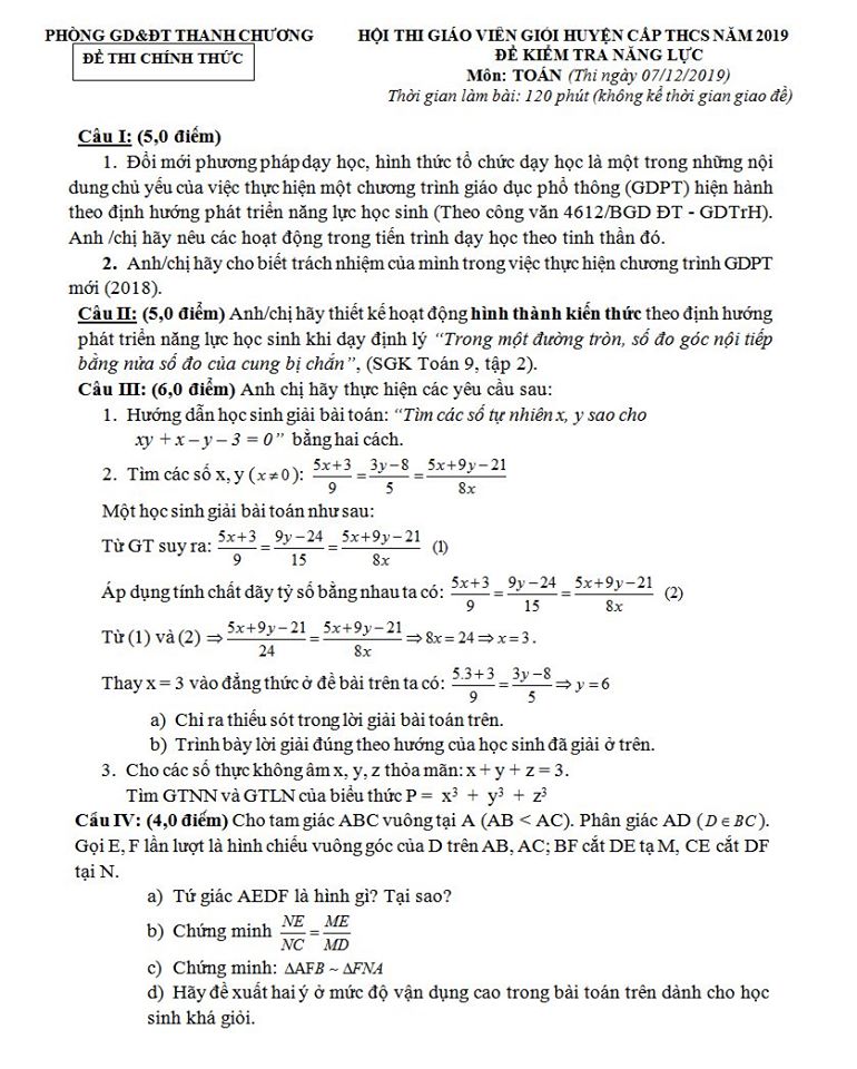 Đề thi GVG cấp huyện