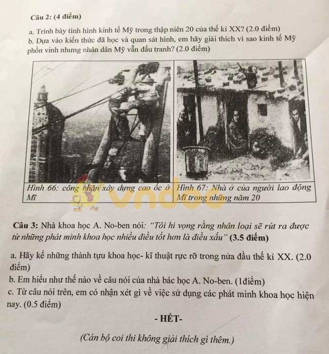 Đề thi học kì 1 lớp 8 môn Lịch sử trường THCS Hoàng Hoa Thám, quận Tân Bình năm 2019 - 2020