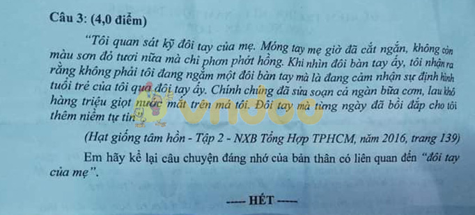 Đề thi học kì 1 lớp 9 môn Ngữ văn Phòng GD&ĐT Quận 8 năm học 2019 - 2020
