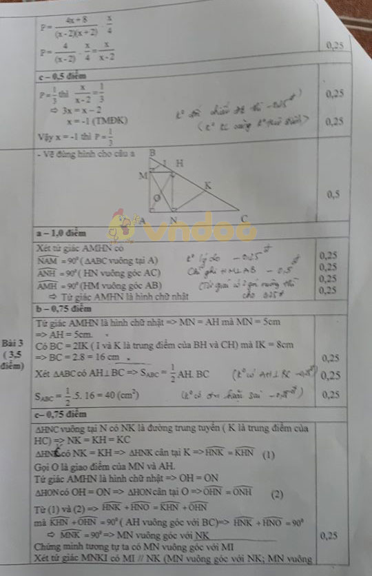 Đề thi học kì 1 lớp 8 môn Toán Phòng GD&ĐT Kiến An, Hải Phòng năm học 2019 - 2020