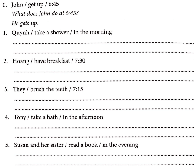 Bài tập ngữ pháp tiếng Anh lớp 4 Unit 11 What time is it?