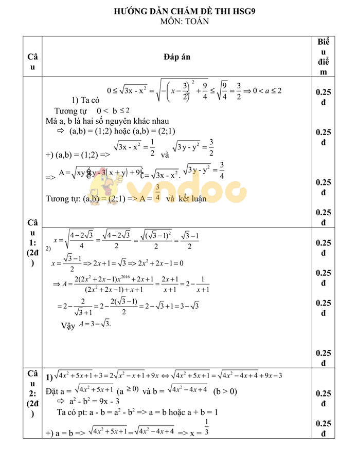 Đề thi học sinh giỏi lớp 9 môn Toán Trường THCS Công Hòa năm học 2019 - 2020 (lần 3)