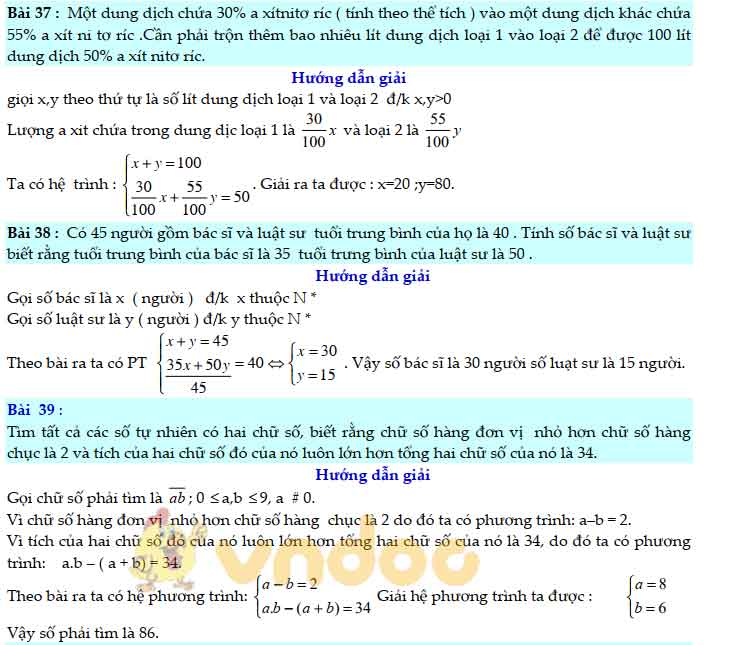 83 bài bác Toán giải bằng phương pháp lập hệ phương trình
