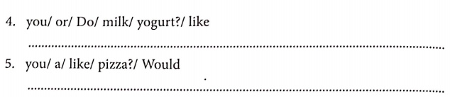 Bài tập ngữ pháp tiếng Anh lớp 4 Unit 13 Would you like some milk?