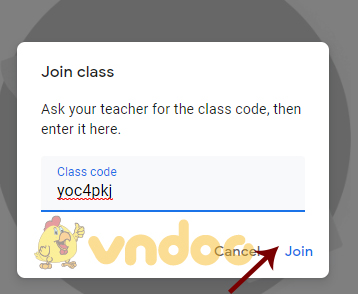 tham gia google classroom