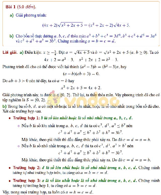 Đề thi học sinh giỏi lớp 9 môn Toán Sở GD&ĐT Hà Nội năm học 2019 - 2020