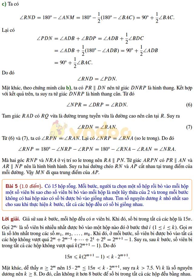 Đề thi học sinh giỏi lớp 9 môn Toán Sở GD&ĐT Hà Nội năm học 2019 - 2020