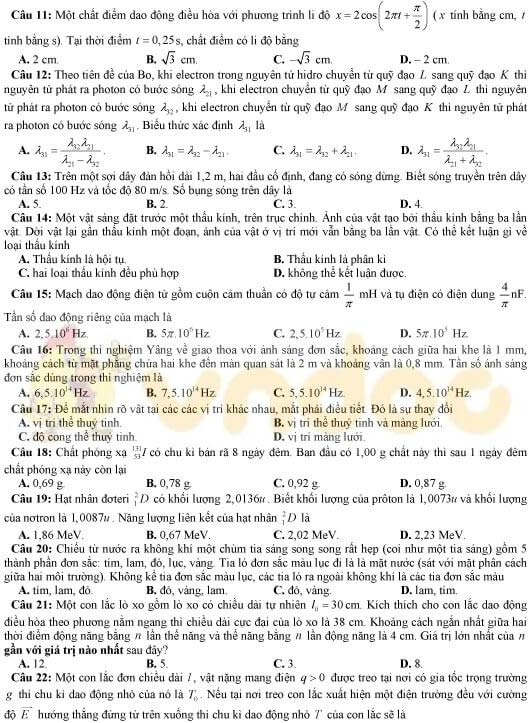 Bộ 10 đề minh họa thi THPT Quốc gia môn Vật lý 2020