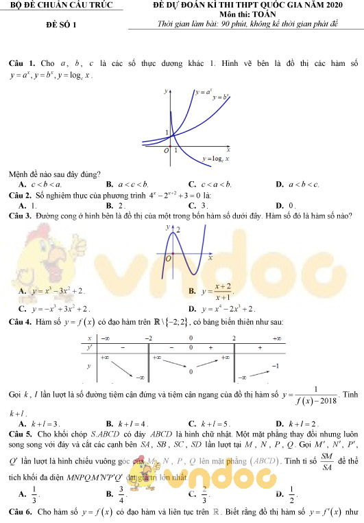 Bộ 10 đề minh họa thi THPT Quốc gia môn Toán 2020