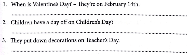 Bài tập ngữ pháp tiếng Anh lớp 4 Unit 15 When's Children's Day?
