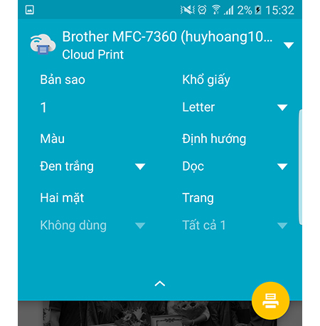 Thiết lập tùy chọn in