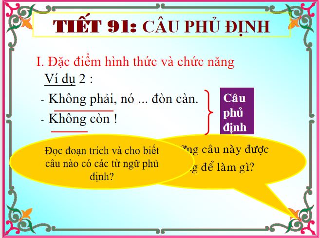 Bài giảng trực tuyến Câu phủ định