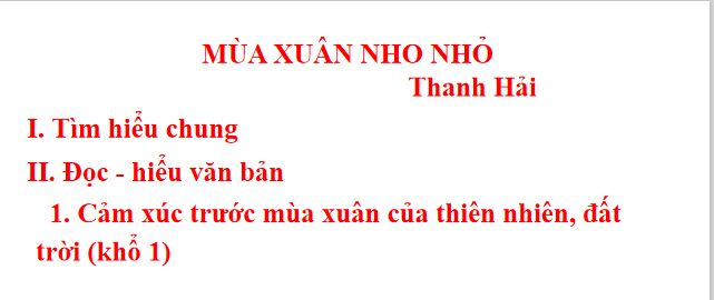 Bài giảng trực tuyến Mùa xuân nho nhỏ