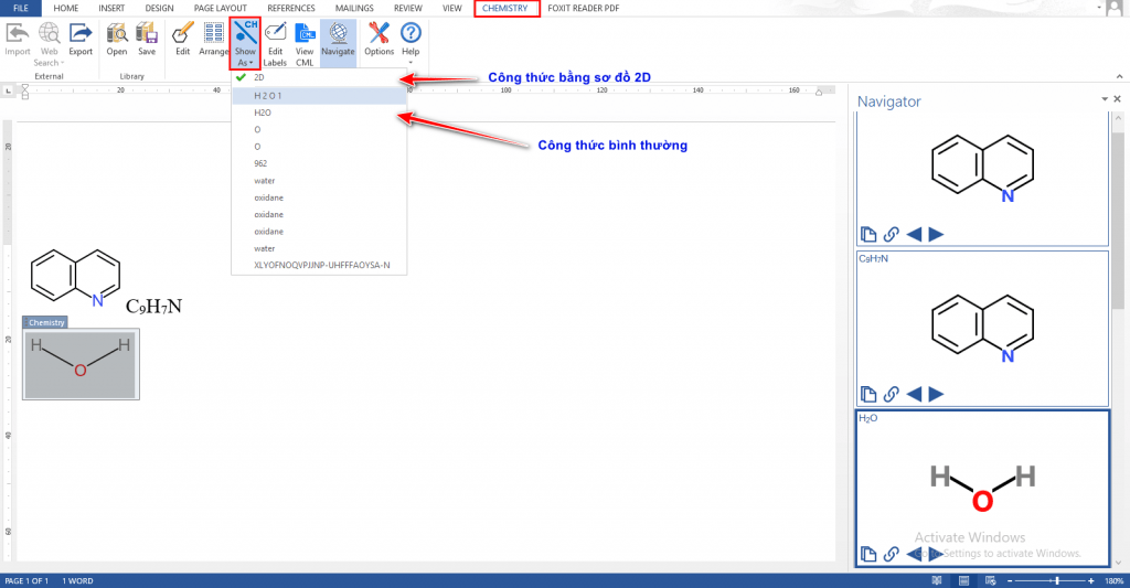 Cách gõ công thức hóa học trong Word 2019