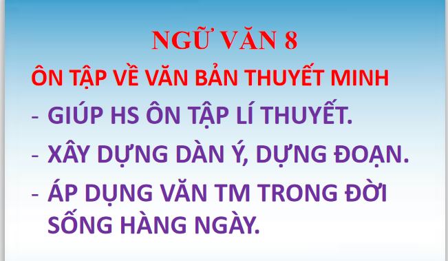 Bài giảng trực tuyến Ôn tập Văn thuyết minh