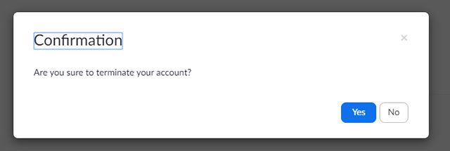 Xóa đăng ký zoom
