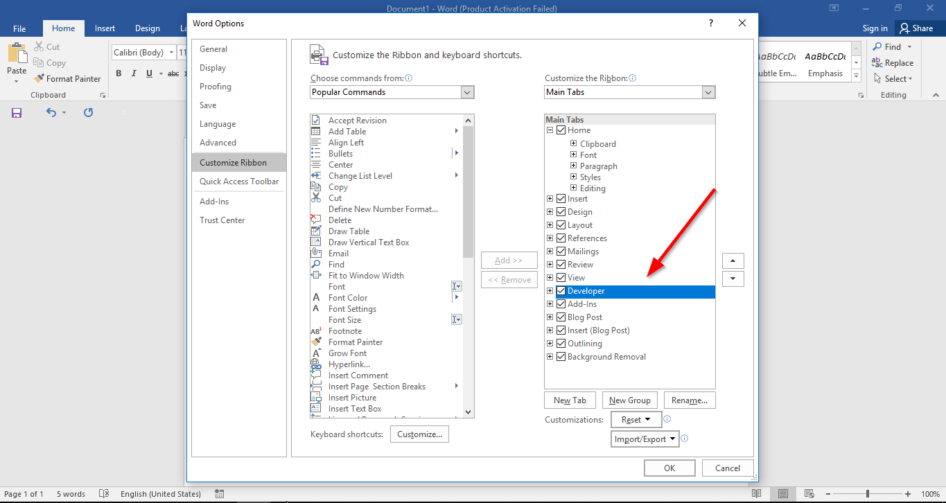 Cách tạo check box trong word