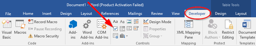Tạo ô tích trong word