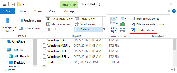 Cách hiện file ẩn trong USB