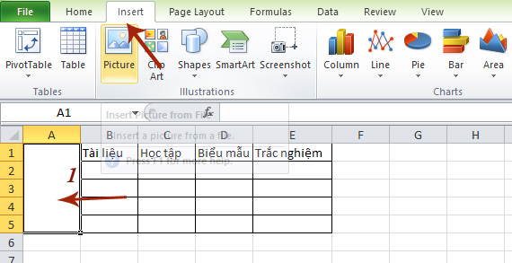 Chèn ảnh trong excel