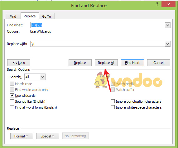 Cách xóa khoảng trắng trong word