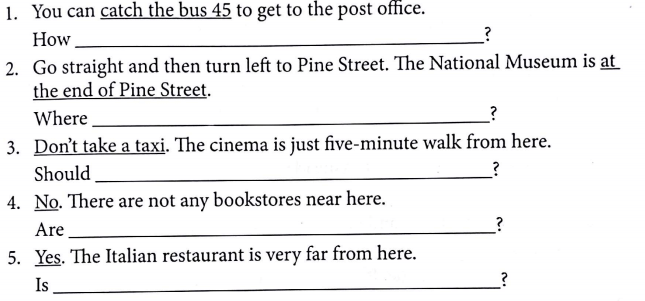 Bài tập Ngữ pháp tiếng Anh lớp 5 Unit 16 Where's the post office?