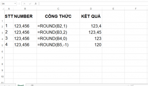 Cách làm tròn số trong Excel