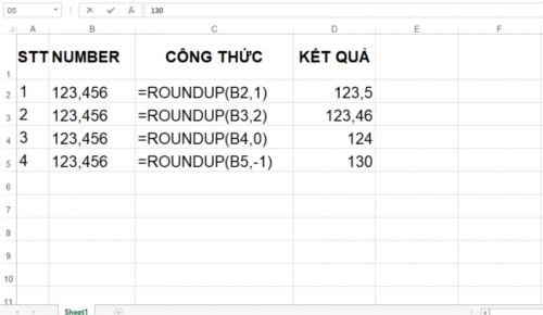 Cách làm tròn số trong Excel 2010