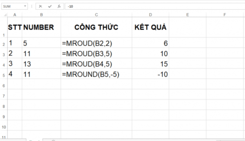 Cách làm tròn số trong Excel 2016