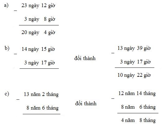 Giải bài : Trừ số đo thời gian - sgk Toán 5 trang 132