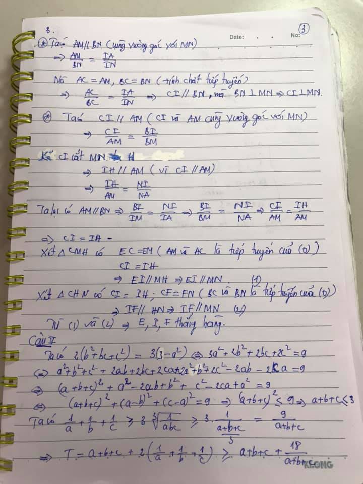 Đề thi khảo sát chất lượng lớp 9 môn Toán trường THCS Trưng Vương, Hoàn Kiếm năm học 2019 - 2020 - Lần 2