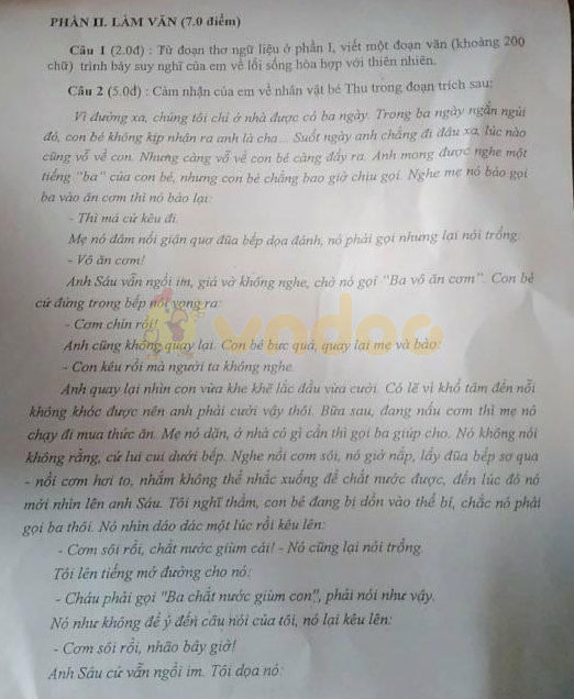 Đề thi thử vào lớp 10 môn Ngữ văn Phòng GD&ĐT huyện Thủy Nguyên năm học 2020 - 2021