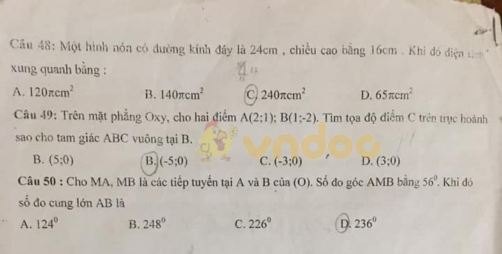 Đề thi khảo sát lớp 9 môn Toán Trường THCS Vĩnh Phúc, Văn Giang năm học 2019 - 2020