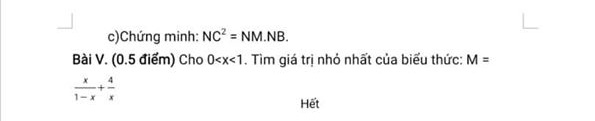 Đề thi KSCL lớp 9 môn Toán Phòng GD&ĐT Thanh Trì năm học 2019 - 2020 (lần 1)